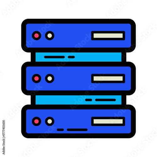 Network and Database Filled Icon  | Cloud Computing and Data Server Vector Illustration for Web, App, and Technology Design