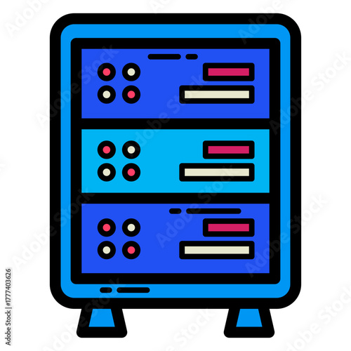 Network and Database Filled Icon  | Cloud Computing and Data Server Vector Illustration for Web, App, and Technology Design