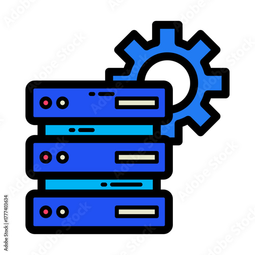 Network and Database Filled Icon  | Cloud Computing and Data Server Vector Illustration for Web, App, and Technology Design