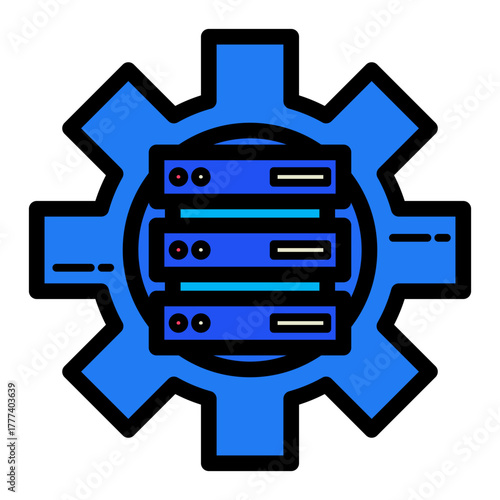 Network and Database Filled Icon  | Cloud Computing and Data Server Vector Illustration for Web, App, and Technology Design