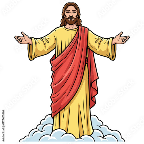 Illustration of Jesus Christ ascending to heaven