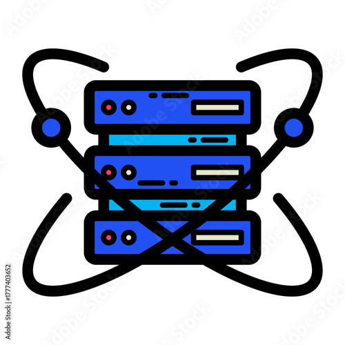 Network and Database Filled Icon  | Cloud Computing and Data Server Vector Illustration for Web, App, and Technology Design