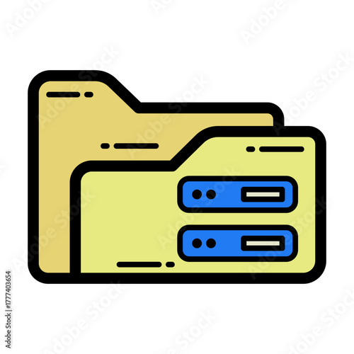 Network and Database Filled Icon  | Cloud Computing and Data Server Vector Illustration for Web, App, and Technology Design