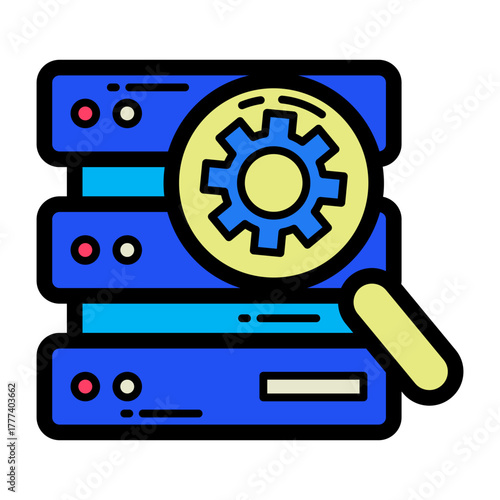 Network and Database Filled Icon  | Cloud Computing and Data Server Vector Illustration for Web, App, and Technology Design