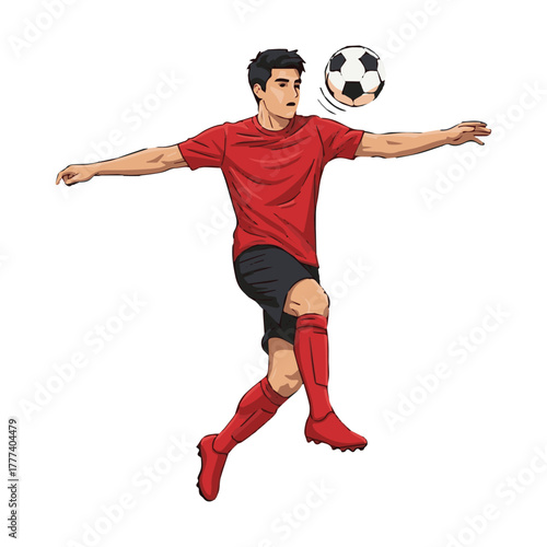 soccer player kicking ball