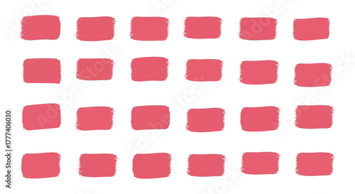 Brushstroke squares in four rows Evenly spaced on a white background