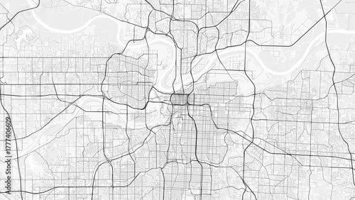 Kansas City Map. Minimalist black and white line art poster for printing, wallpaper, wall art for home and office decor
