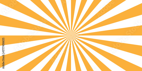 Vector sunray stripe background. Light sunburst glowing background. Sunburst pattern summer social banner. vector illustration pattern beam rays. Spiral radial striped backdrop design.	