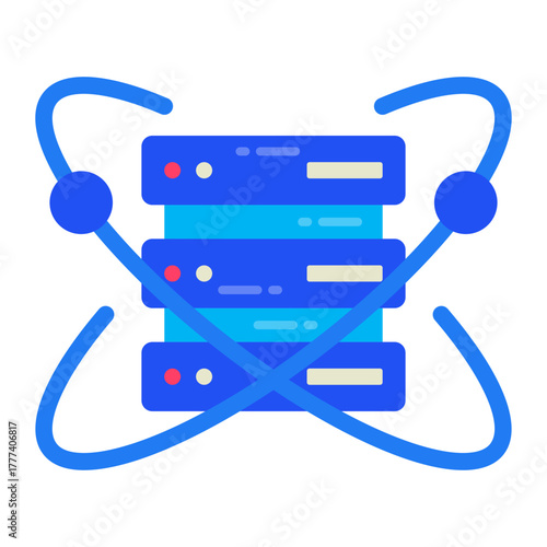 Network and Database Flat Icon  | Cloud Computing and Data Server Vector Illustration for Web, App, and Technology Design