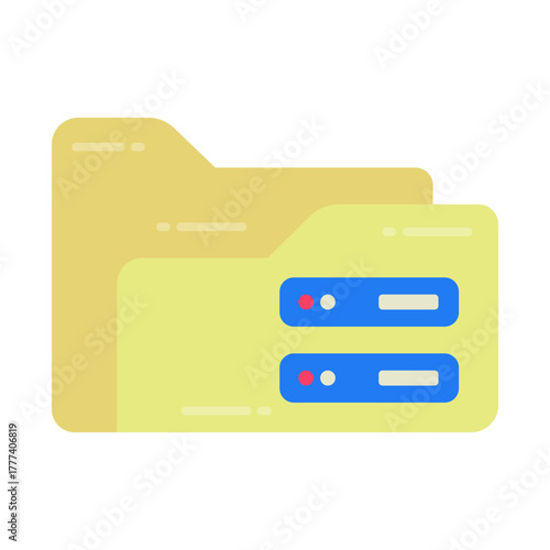 Network and Database Flat Icon  | Cloud Computing and Data Server Vector Illustration for Web, App, and Technology Design