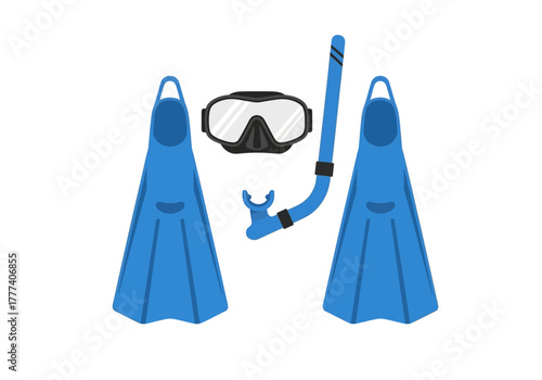 Snorkeling Gear Set: Blue Fins Mask and Snorkel for Underwater Exploration.
