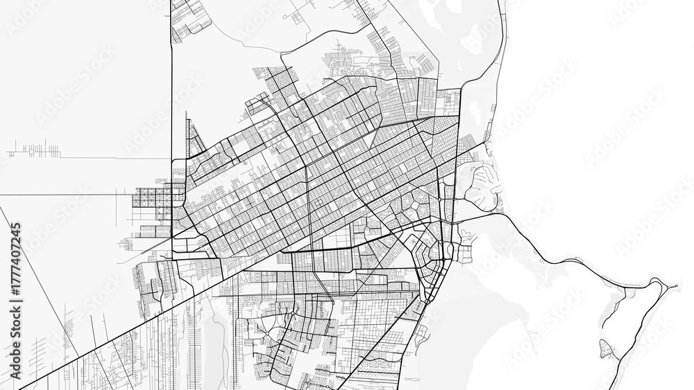 Obraz premium Cancun City Map. Minimalist black and white line art poster for printing, wallpaper, wall art, and map resources for home and office decor