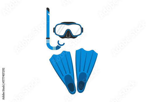 Snorkeling Gear: Blue Fins Mask and Snorkel for Underwater Exploration.