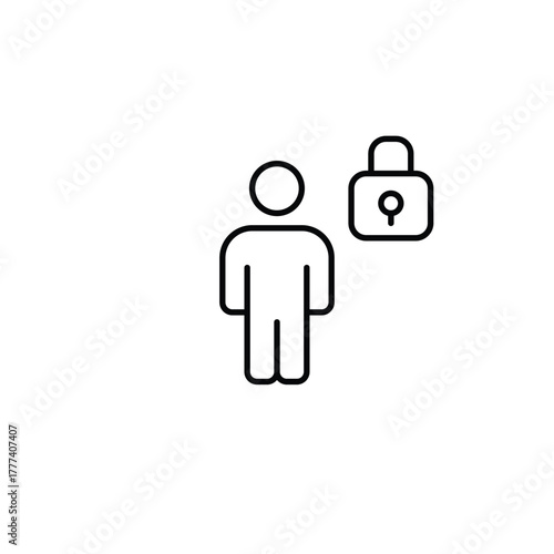Person and lock. Identity protection and secure profile. Pixel perfect, editable stroke vector icon