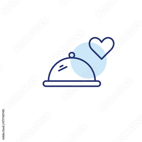 Food cloche and heart. Delivery service, high-quality restaurant. Pixel perfect, editable stroke vector icon