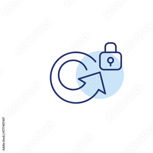 Renew arrow and lock. Secure update, safe reset and renewal. Pixel perfect, editable stroke vector icon