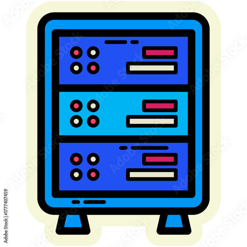Network and Database Sticker Icon  | Cloud Computing and Data Server Vector Illustration for Web, App, and Technology Design