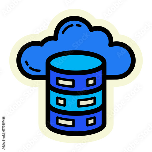 Network and Database Sticker Icon  | Cloud Computing and Data Server Vector Illustration for Web, App, and Technology Design