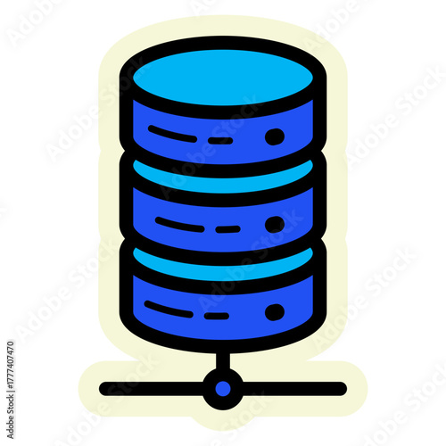 Network and Database Sticker Icon  | Cloud Computing and Data Server Vector Illustration for Web, App, and Technology Design