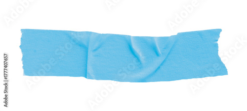 Light blue masking tape, plastic scotch, on a transparent background.