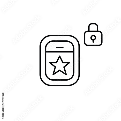 Airplane window and lock. Safe fight experience. Pixel perfect, editable stroke vector icon