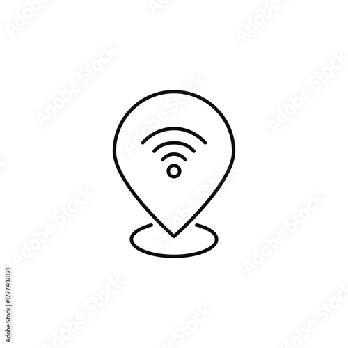 Wi-fi symbol on map pointer. Location and gps services, tracking devices. Pixel perfect, editable stroke vector icon