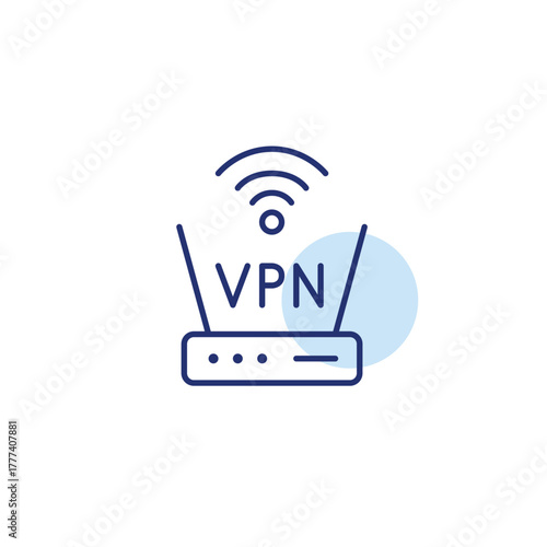 VPN, router and wifi. Secure connection, privacy and anonymity online. Pixel perfect, editable stroke vector icon