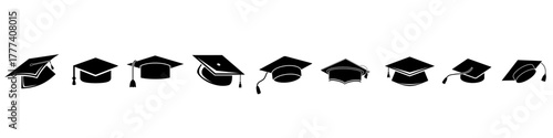 Graduation hat icon vector set. Student  illustration sign collection. Student's cap symbol. university logo.
