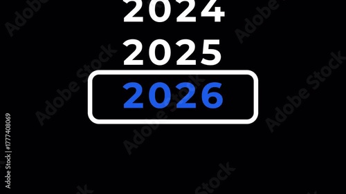 Animated scrolling years from 1995 to 2026 with smooth vertical motion. Clean design, ideal for timelines, video intros, and presentations.