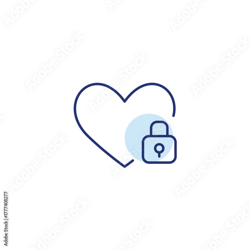 Heart and lock. Trust and safety, private encryption. Secure health data. Pixel perfect, editable stroke vector icon