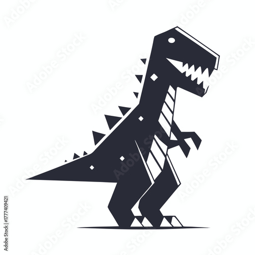 Simplified of Standing Dinosaur Tyrannosaurus on a White Background