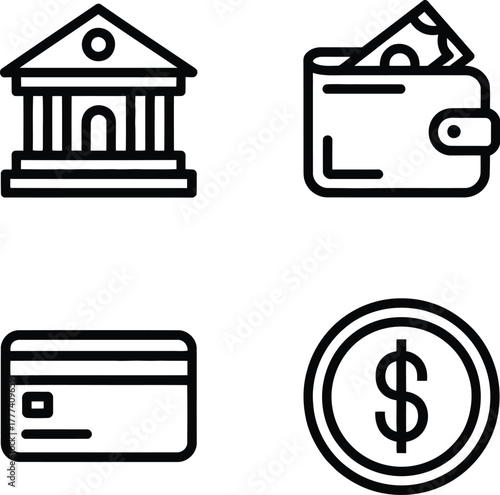 Banking Building Icon Minimalist Style Vector