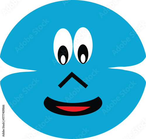 Grinning Blue Circular Shape Mascot - Unique Happy Geometric Design.