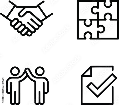 Business Success Teamwork Cooperation Agreement Set