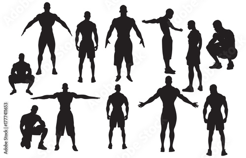 Silhouette of a muscular black man's body, defined muscles and contours. This muscular man exudes strength and power, the beauty of the human form. A strong back in a man.