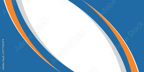 Blue and orange geometric business banner design. Creative banner design with wave shapes and lines for template. Simple design on white horizontal banner. Eps10