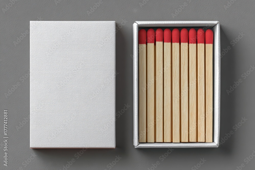 Obraz premium Matchbox Mockup. Blank Matchbook Case Top Side View Design Presentation