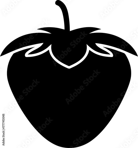 Strawberry Silhouette Vector | Fresh Fruit Outline Clipart for Design and Decoration