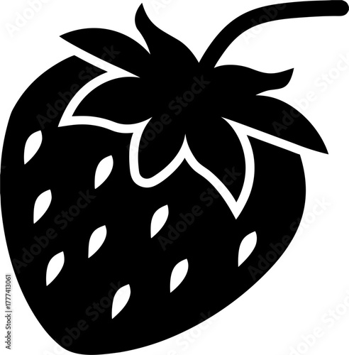Strawberry Silhouette Vector | Fresh Fruit Outline Clipart for Design and Decoration