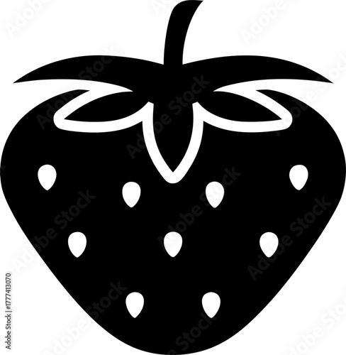 Strawberry Silhouette Vector | Fresh Fruit Outline Clipart for Design and Decoration