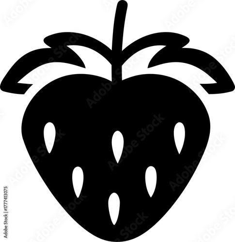 Strawberry Silhouette Vector | Fresh Fruit Outline Clipart for Design and Decoration