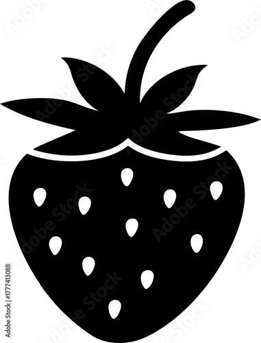 Strawberry Silhouette Vector | Fresh Fruit Outline Clipart for Design and Decoration