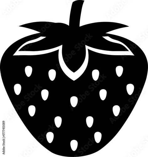 Strawberry Silhouette Vector | Fresh Fruit Outline Clipart for Design and Decoration