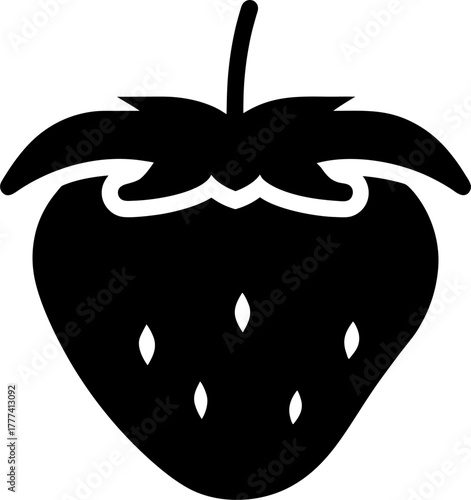 Strawberry Silhouette Vector | Fresh Fruit Outline Clipart for Design and Decoration