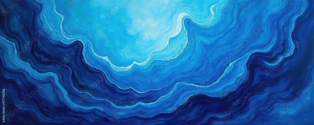 Obraz premium Abstract swirling blues painting, textured and vibrant, evokes feelings of serenity and mystery Perfect for design projects needing a calming yet intriguing visual , glossy, tranquil