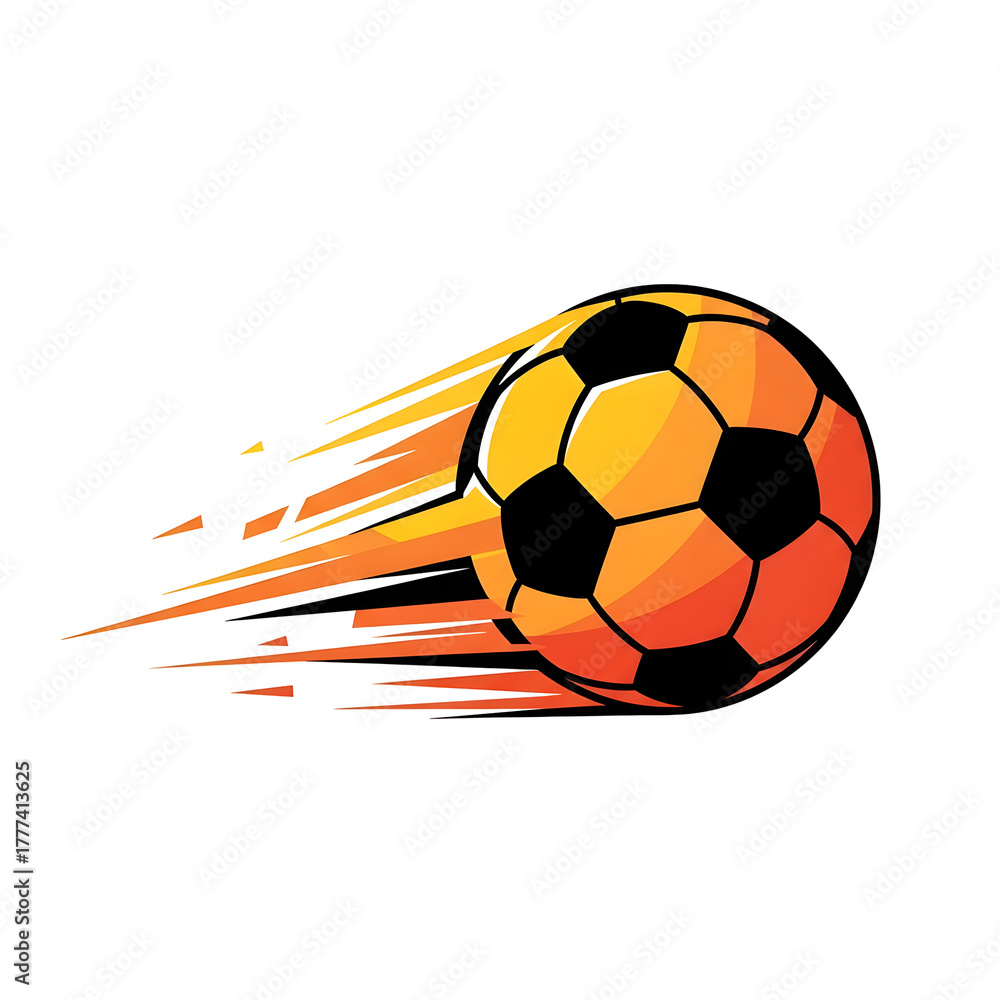 Fototapeta premium Dynamic soccer ball with motion blur streaks isolated on transparent background