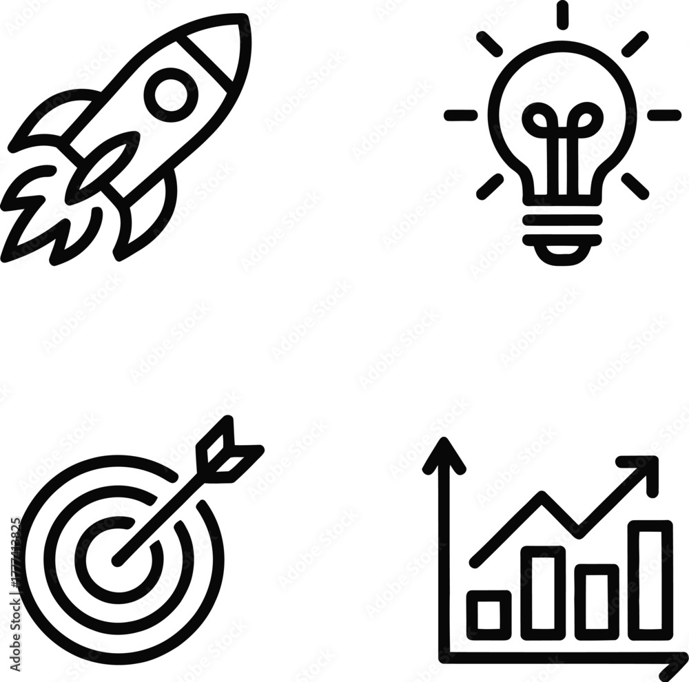Fototapeta premium Startup Target Success Growth Graph Outline Icon Vector