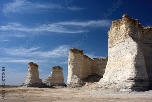 Monument Rocks Kansas. Spectacular Rock Formations in a Desert Landscape