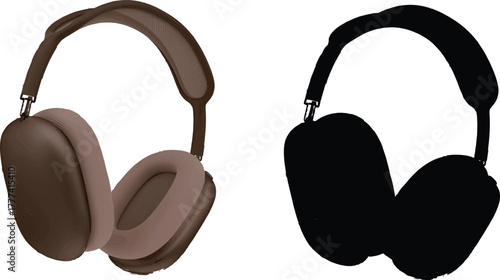 headphones isolated on white background, The image features a pair of men's dress shoes in black, showcasing several key elements that highlight their design and characteristics