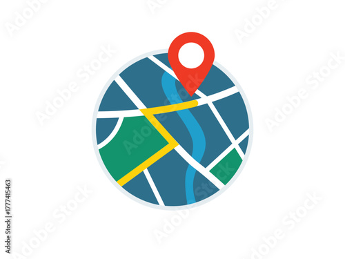 Location map with city street roads, pin gps, navigation